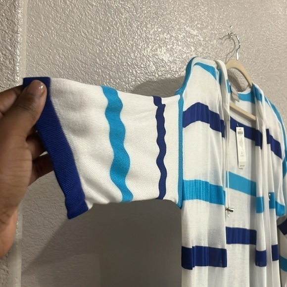 Chico’s ZENERGY Striped Cardigan Blue White 3/4 Sleeves Chico’s Size 2/Large - Picture 3 of 12